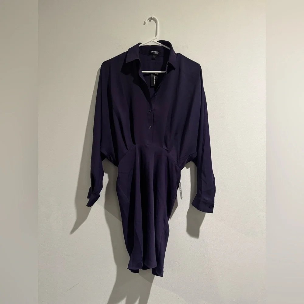 Express Portofino Collared Shirt Dress – Purple – NWT – Size Small - Picture 4 of 6